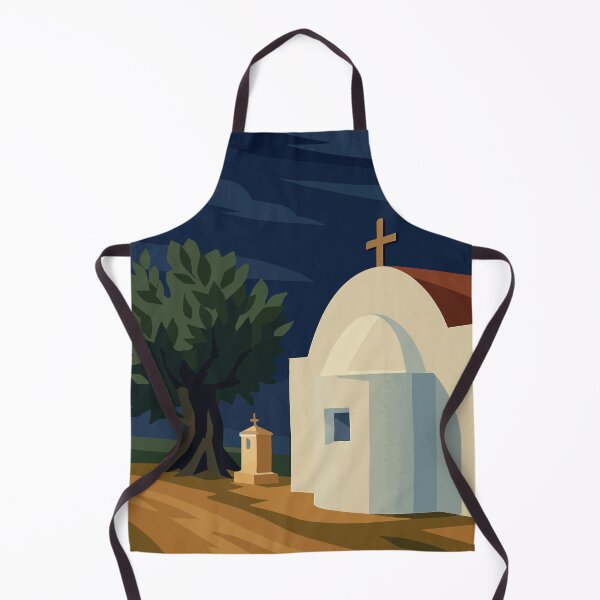 Item preview, Greek Chapel at Night – Serene Mediterranean Illustration designed and sold by darekkocurek.
