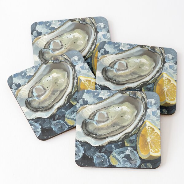 Item preview, The Silver Shell - Oyster & Lemon Fine Art Impasto The Ultimate Sophisticated Gift for Seafood Lovers, Chefs, and Luxury Kitchens designed and sold by LoliDesignShop.