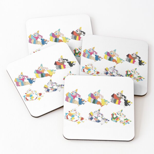 Item preview, Canada Map Set of Six - Colourful Provinces Line Art designed and sold by iampaulmorris.