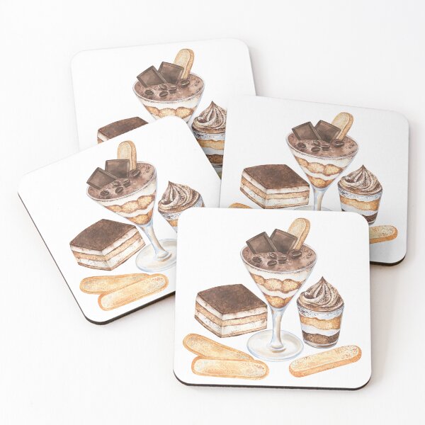 Item preview, Tiramisu Italian Dessert Watercolor Illustration designed and sold by Flowersforbear.