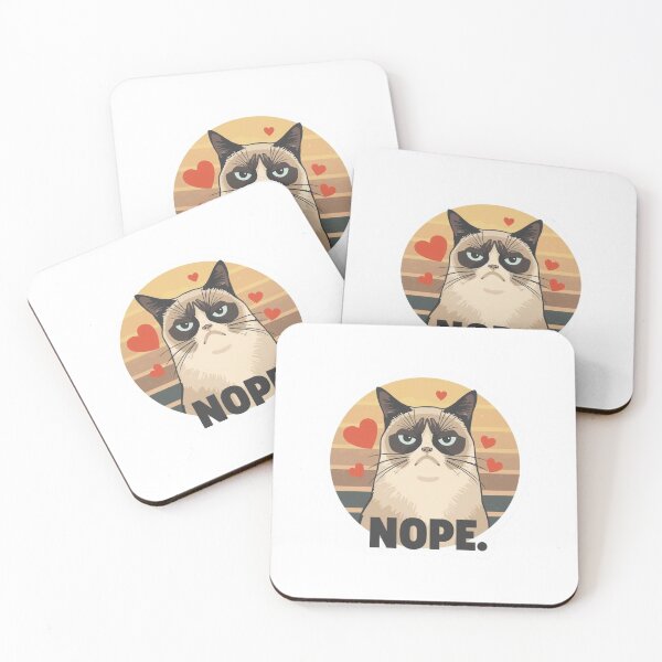Item preview, Grumpy Cat Anti-Valentine Retro Sunset Sticker - Sarcastic Nope Quote designed and sold by The Grumpy Pet Club.