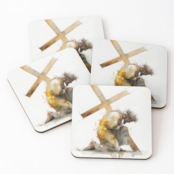 Item preview, Station VII – Jesus Falls the Second Time – Modern Stations of the Cross Watercolor designed and sold by FaithArtCrea.