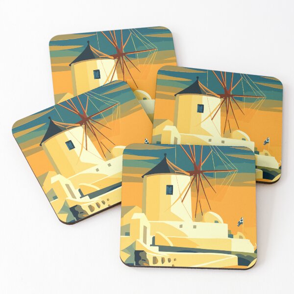 Item preview, Greece - Santorini Windmill - Sunset Aegean Island Illustration designed and sold by darekkocurek.