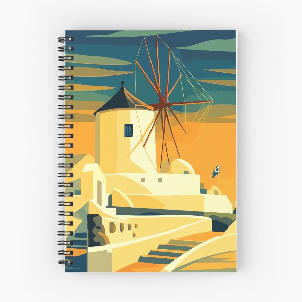 Item preview, Greece - Santorini Windmill - Sunset Aegean Island Illustration designed and sold by darekkocurek.