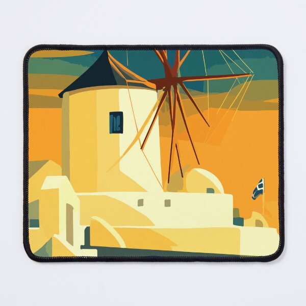 Item preview, Greece - Santorini Windmill - Sunset Aegean Island Illustration designed and sold by darekkocurek.