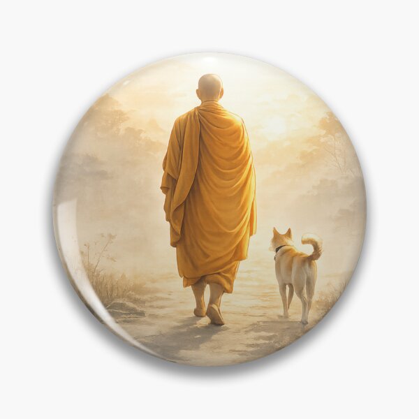 Item preview, Peaceful Monk Walking With Dog – Minimal Zen Buddhist Art designed and sold by PutagaShop.