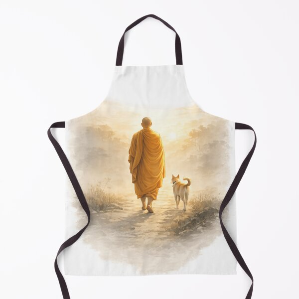 Item preview, Peaceful Monk Walking With Dog – Minimal Zen Buddhist Art designed and sold by PutagaShop.