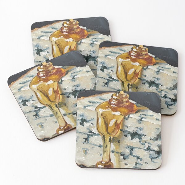 Item preview, Amber & Blue - Gourmet Blue Cheese & Honey Impasto Art A Bold & Sophisticated Gift for Cheese Lovers, Foodies, and Modern Kitchens designed and sold by LoliDesignShop.