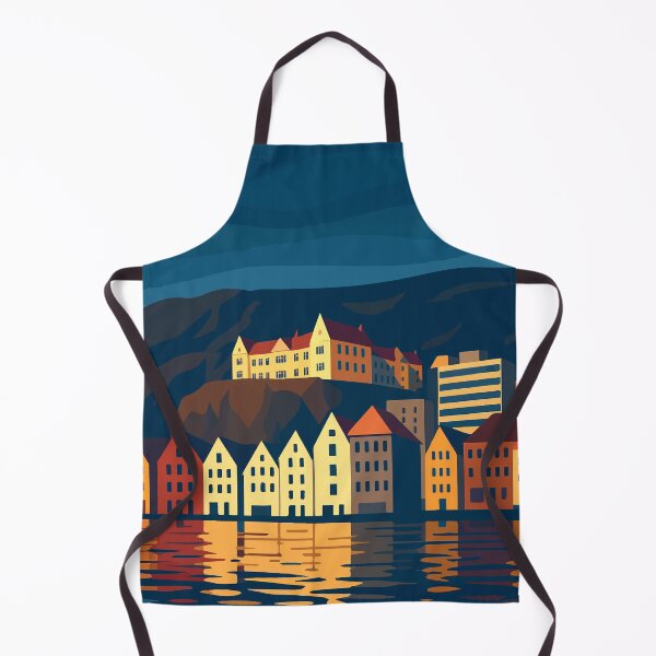 Item preview, Bergen Waterfront – Colorful Norwegian Harbor Illustration designed and sold by darekkocurek.