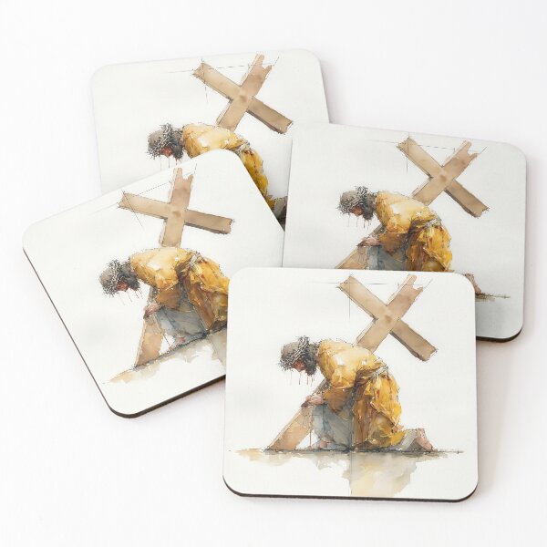 Item preview, Station IX – Jesus Falls the Third Time – Modern Stations of the Cross Watercolor designed and sold by FaithArtCrea.
