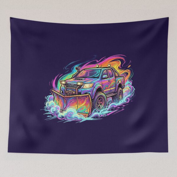 Item preview, Neon Snow Plow Pickup – Psychedelic Street Art Truck designed and sold by JaaGo PopLab.