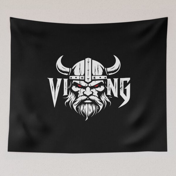 Item preview, Fierce Viking Warrior Face with Horned Helmet – Norse Mythology Art for Apparel & Posters designed and sold by Bright Nest Studio.