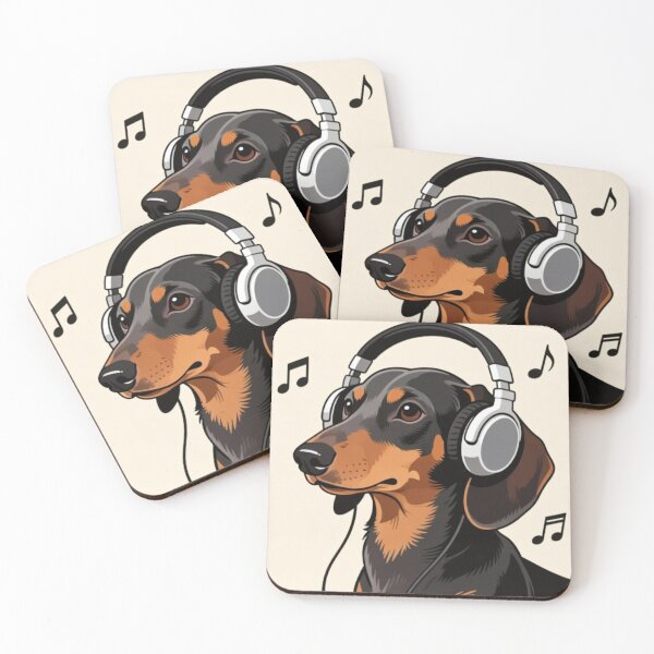 Item preview, Dachsund with Music Earphones designed and sold by Dachshund Society.