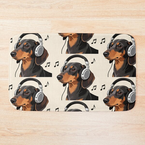 Item preview, Dachsund with Music Earphones designed and sold by Dachshund Society.