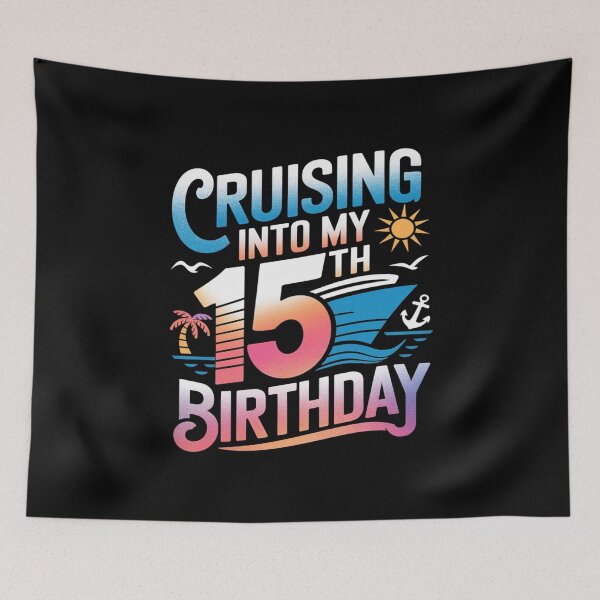 Item preview, Cruising Into My 15th Birthday 15 Years Old Birthday Cruise designed and sold by FadeOfThrone.