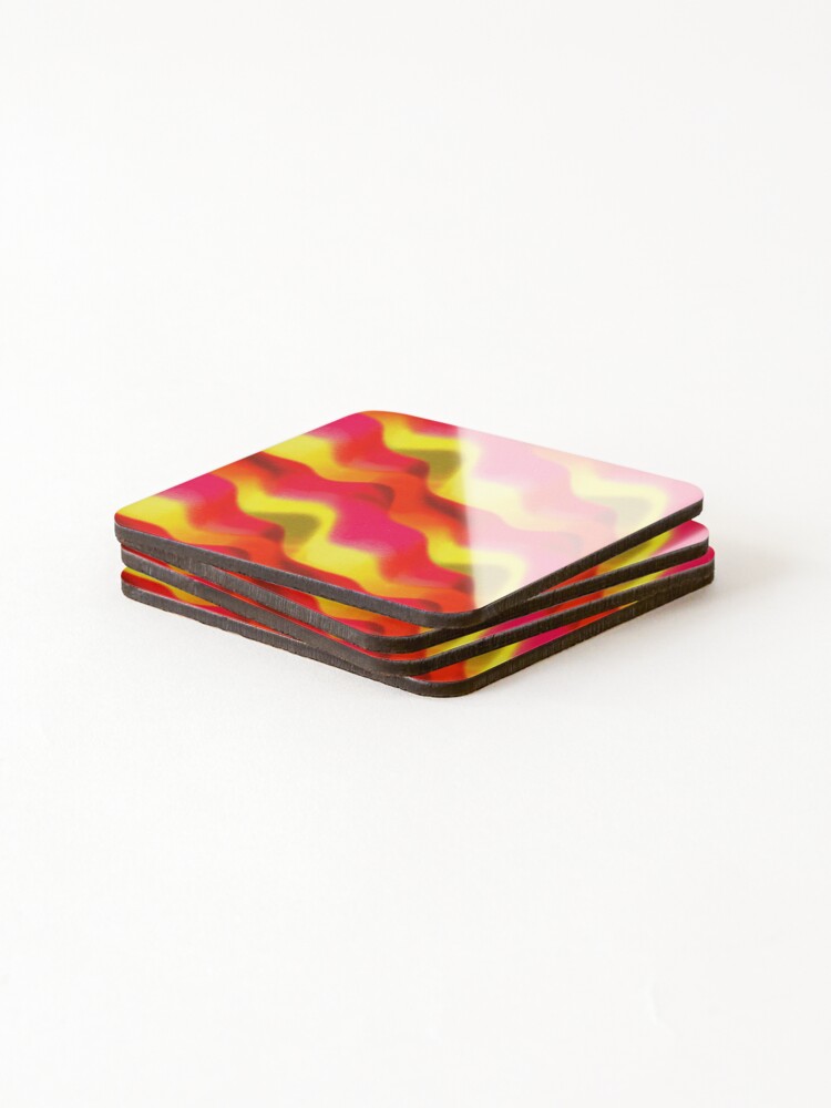Thumbnail 4 of 5, Coasters (Set of 4), Neon Thermal Gradient Heatwave Ripples Pattern designed and sold by bubblegoth.