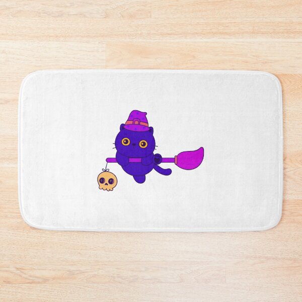 Item preview, Cute Witch Cat Flying on Broom Kawaii Halloween Illustration designed and sold by Horrify.