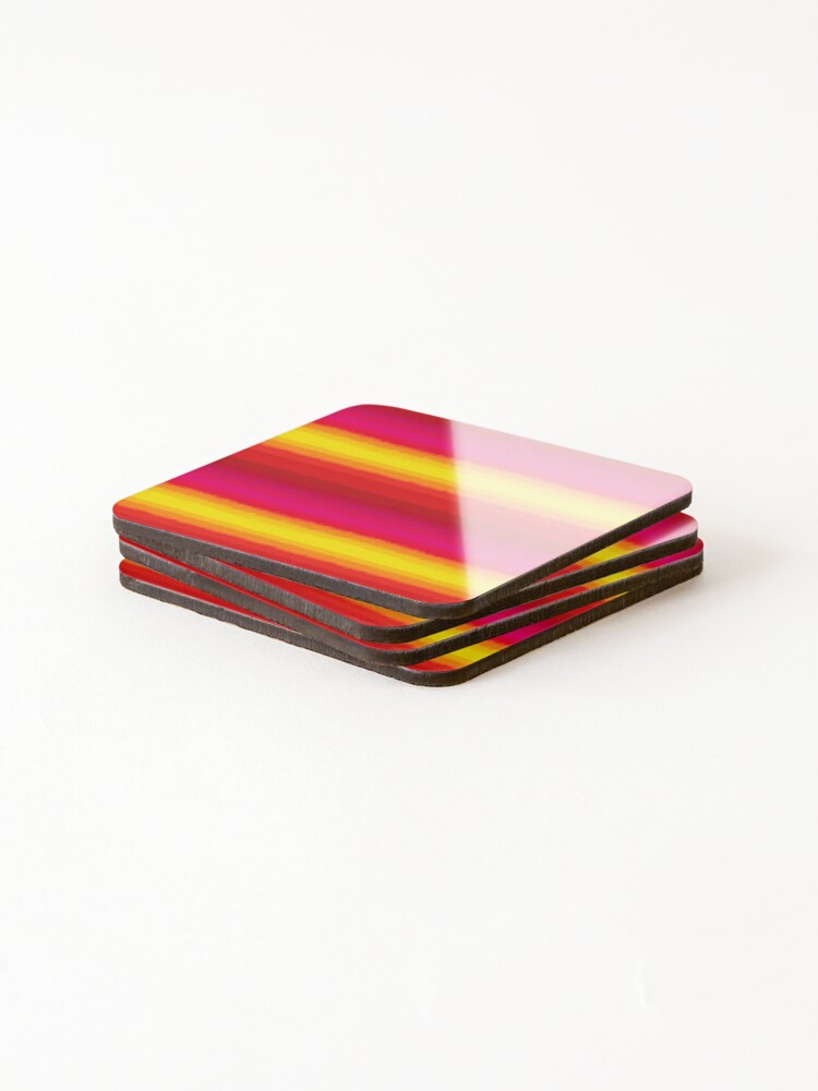 Thumbnail 4 of 5, Coasters (Set of 4), Sunset Gradient Stripes Color Field Pattern designed and sold by bubblegoth.