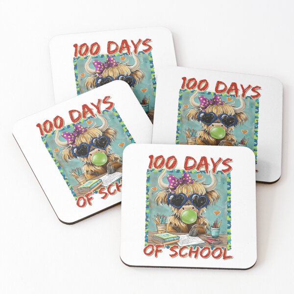 Artikelvorschau, 100 Tage Schule, Fröhliche 100 Tage Schule, Heilige Kuh, 100 Tage Schule, Hochlandrind, Lehrerleben entworfen und verkauft von DesignDenDo ⭐⭐⭐⭐⭐.