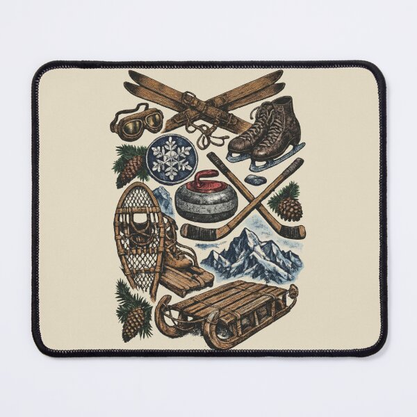 Item preview, Vintage Winter Sports in Color - Hand-Tinted Engraving designed and sold by DigitalGlade.