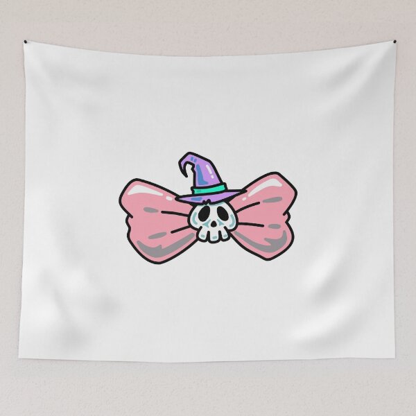 Item preview, Cute Skull Witch Bow Kawaii Halloween Illustration designed and sold by Horrify.