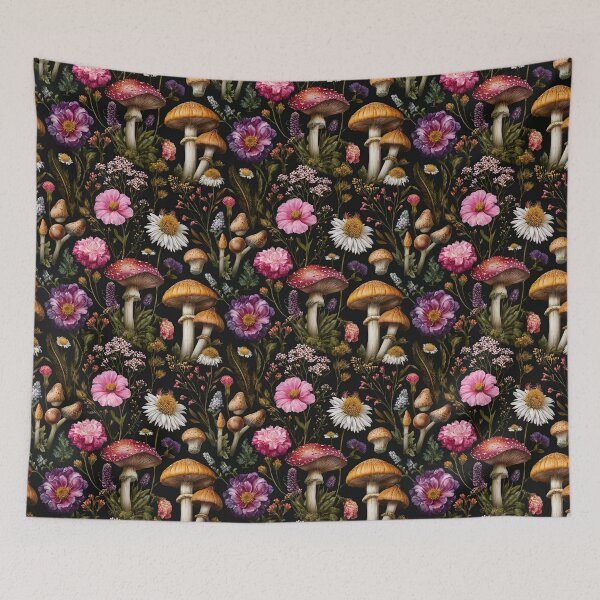 Item preview, Dark Botanical Mushroom Flowers designed and sold by Anastasiia Yurevych.