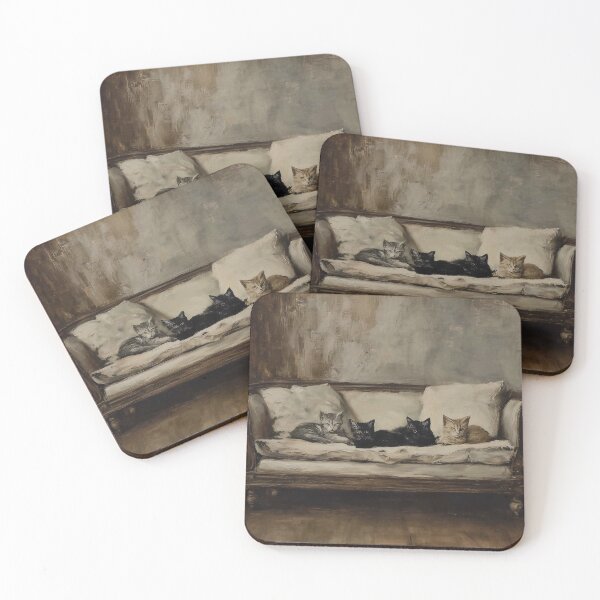 Item preview, Four Cats on a Vintage Sofa designed and sold by lautir.