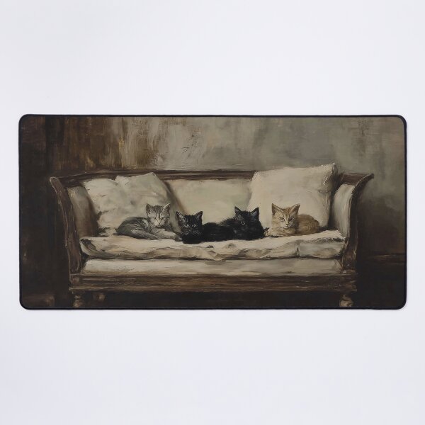 Item preview, Four Cats on a Vintage Sofa designed and sold by lautir.