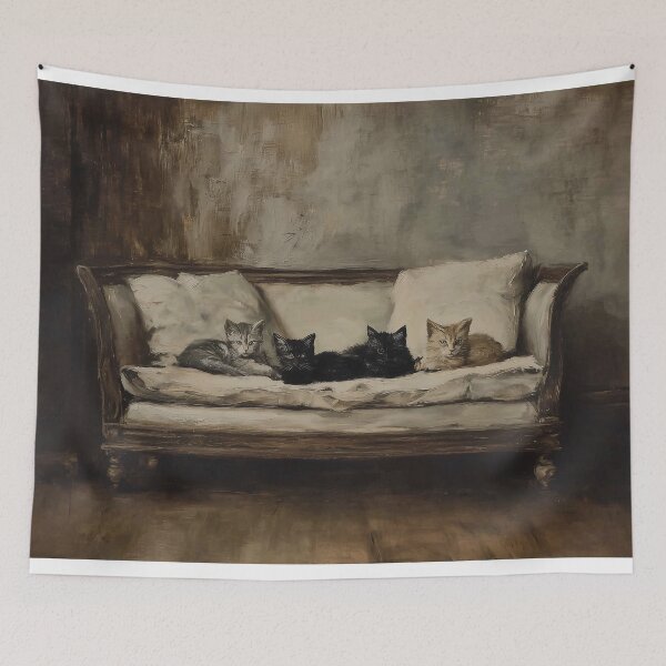 Item preview, Four Cats on a Vintage Sofa designed and sold by lautir.