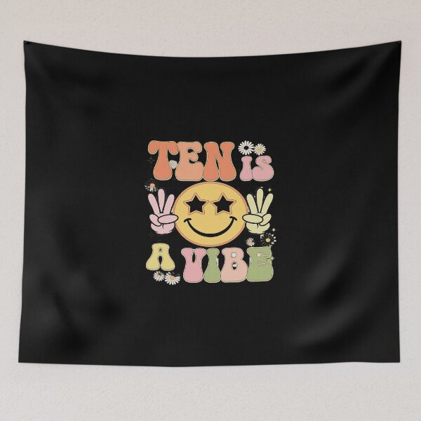 Item preview, Ten Is A Vibe 10th Birthday Groovy Smile Face 10 Years Old  designed and sold by SyntaxClaw.