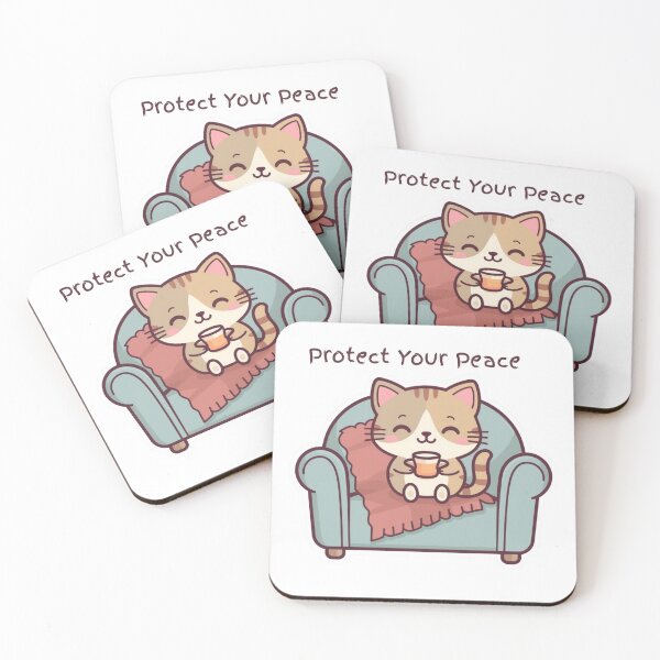 Item preview, Protect Your Peace Cozy Cat – Mental Health Aesthetic T-Shirt designed and sold by Ashley critters.