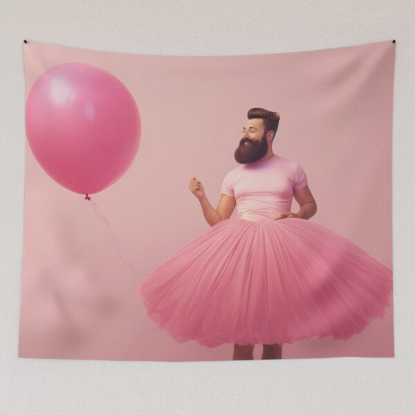 Item preview, Graceful Bearded Dancer with Pink Balloon designed and sold by anytka.