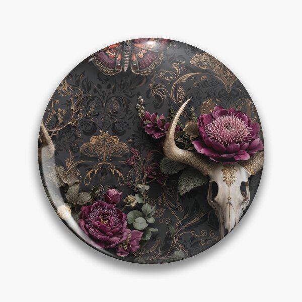 Item preview, Dark Gothic Roses Butterfly Deer Antlers Skull Art designed and sold by Anastasiia Yurevych.