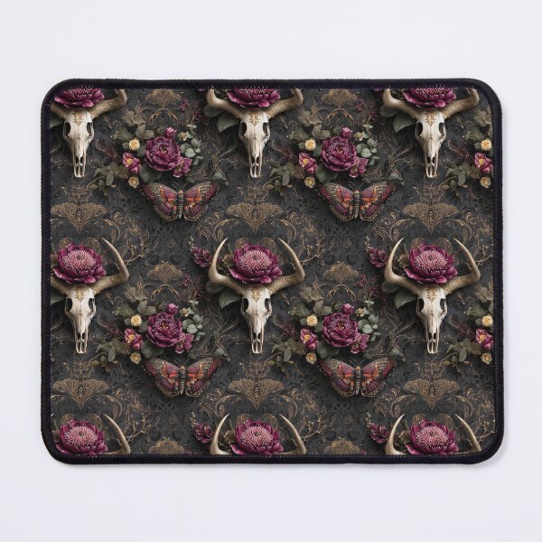 Item preview, Dark Gothic Roses Butterfly Deer Antlers Skull Art designed and sold by Anastasiia Yurevych.