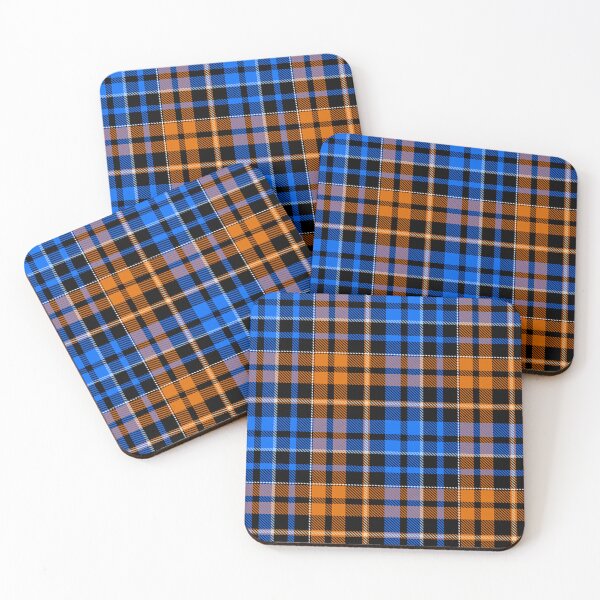Item preview, Blue and Orange Tartan Plaid On Black Background  designed and sold by PatternTitan.