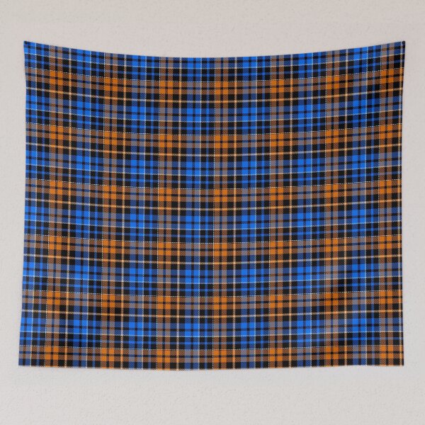 Item preview, Blue and Orange Tartan Plaid On Black Background  designed and sold by PatternTitan.