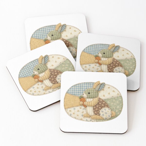 Item preview, Patchwork Bunny Illustration – Vintage Fabric Rabbit Art designed and sold by PutagaShop.