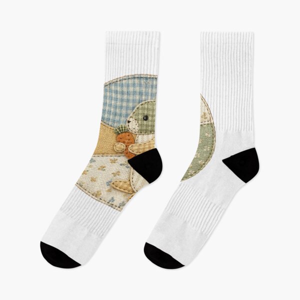 Item preview, Patchwork Bunny Illustration – Vintage Fabric Rabbit Art designed and sold by PutagaShop.