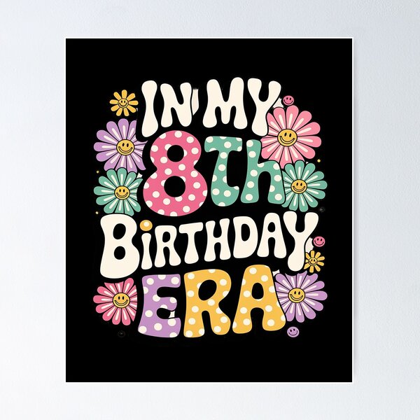 Item preview, In My 8th Birthday Era Bday 8 Year Old Birthday Girl Groovy  designed and sold by FadeOfThrone.