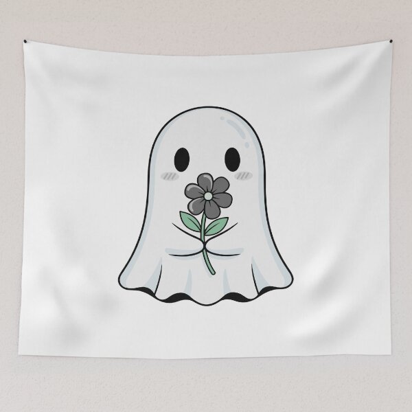 Item preview, Cute Ghost Holding Flower Kawaii Halloween Illustration designed and sold by Horrify.