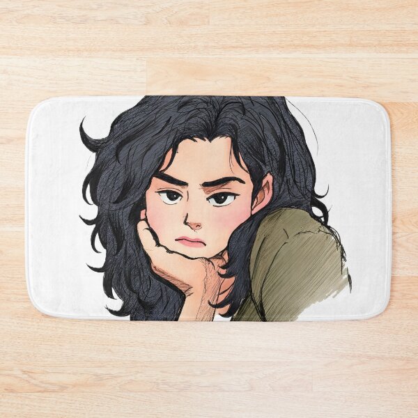 Item preview, Moody Portrait Illustration Sticker - Dark Hair Character Art designed and sold by SanjayBomma.