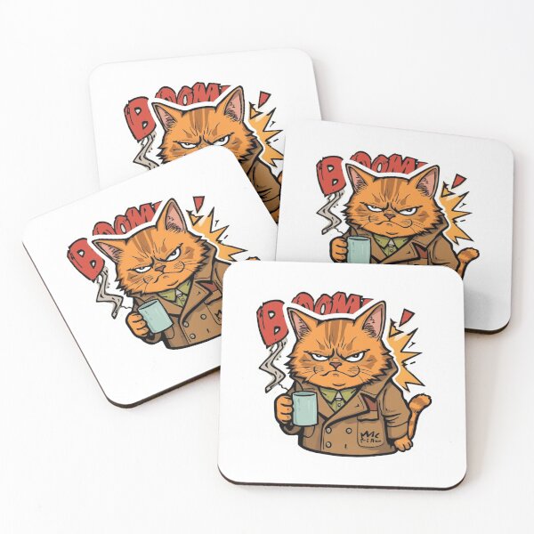 Item preview, Sarcastic Grumpy Cat Coffee Sticker - Funny Retro Boom Morning Mood Design designed and sold by The Grumpy Pet Club.