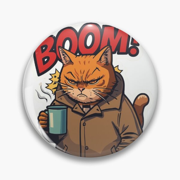 Item preview, Sarcastic Grumpy Cat Coffee Sticker - Funny Retro Boom Morning Mood Design designed and sold by The Grumpy Pet Club.