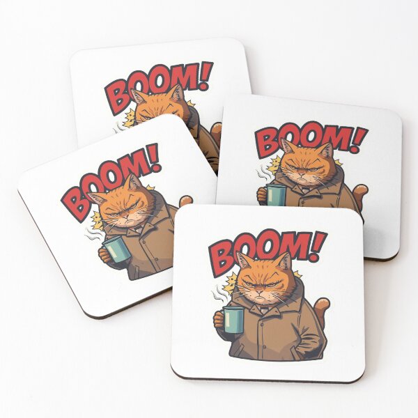 Item preview, Sarcastic Grumpy Cat Coffee Sticker - Funny Retro Boom Morning Mood Design designed and sold by The Grumpy Pet Club.