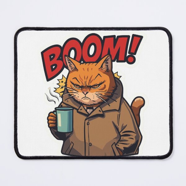 Item preview, Sarcastic Grumpy Cat Coffee Sticker - Funny Retro Boom Morning Mood Design designed and sold by The Grumpy Pet Club.