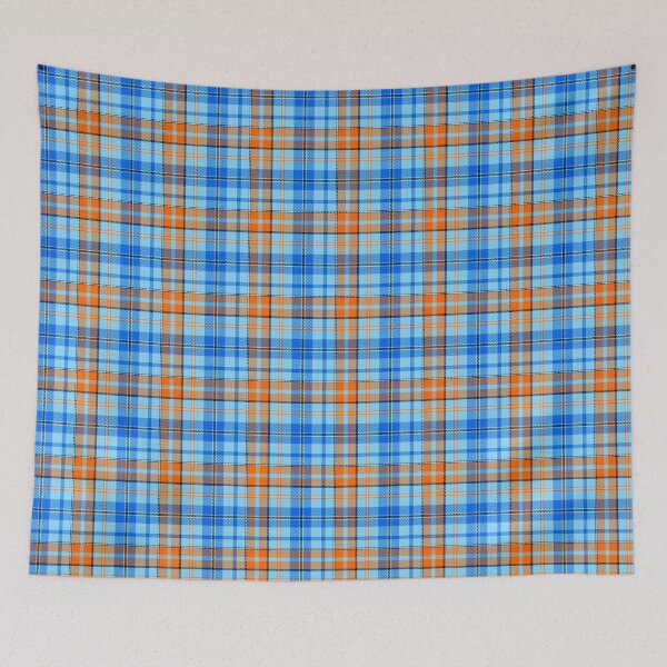 Item preview, Blue and Orange Tartan Plaid On Blue Background  designed and sold by PatternTitan.