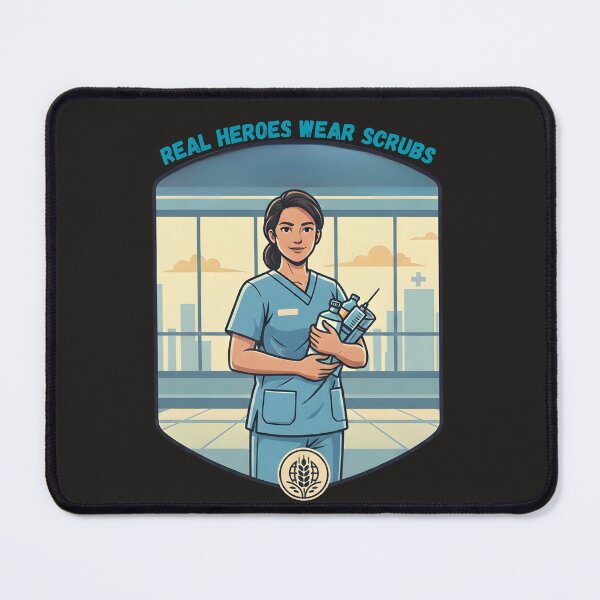 Item preview, Real Heroes Wear Scrubs – Nurse Illustration Design designed and sold by ArtSpark Studio.