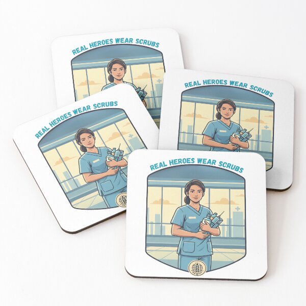 Item preview, Real Heroes Wear Scrubs – Nurse Illustration Design designed and sold by ArtSpark Studio.