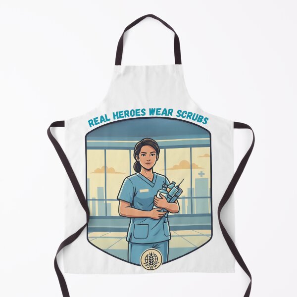 Item preview, Real Heroes Wear Scrubs – Nurse Illustration Design designed and sold by ArtSpark Studio.