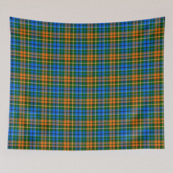 Item preview,  Blue and Orange Tartan Plaid On Green Background  designed and sold by PatternTitan.